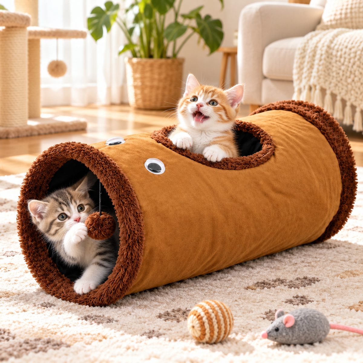 Interactive Plush Cat Tunnel Toy