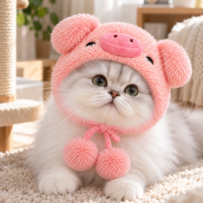 Cute Pink Pig Hoodie for Cats