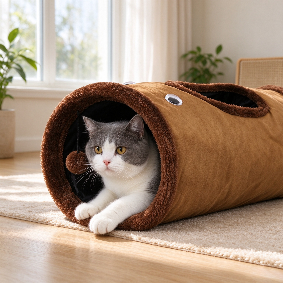 Interactive Plush Cat Tunnel Toy