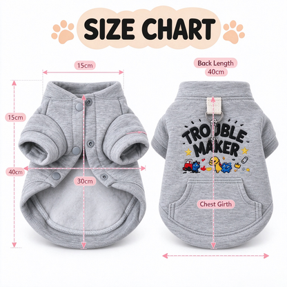 Cute Embroidered Cat Sweatshirt with Leash Ring