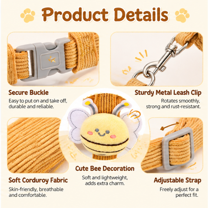 Cute Bee Harness & Leash Set